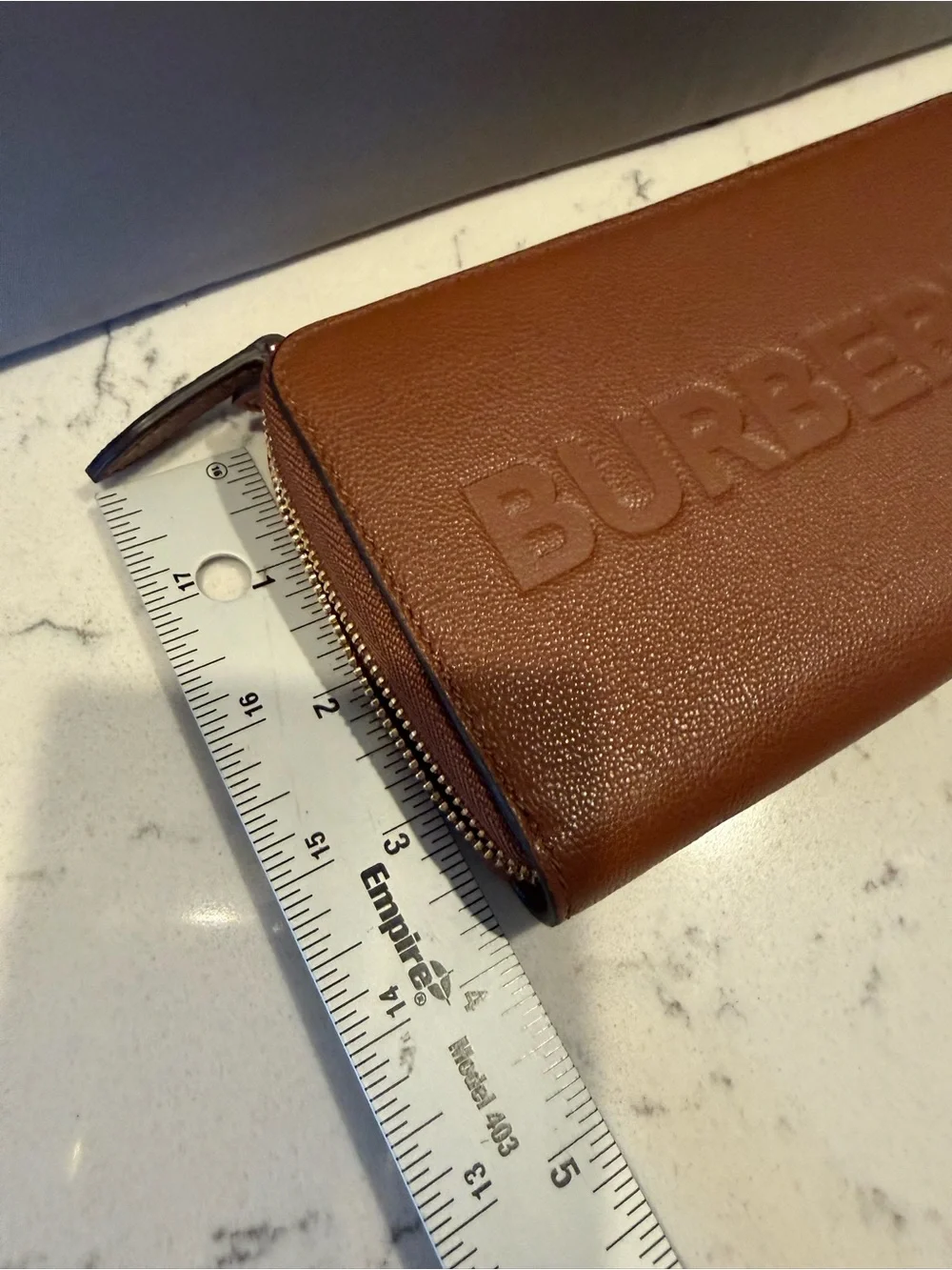 Burberry Brown Embossed Zip-Around Card Holder